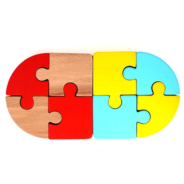 Wooden Puzzle Duo - Square & Circular Puzzles (2+ Years)
