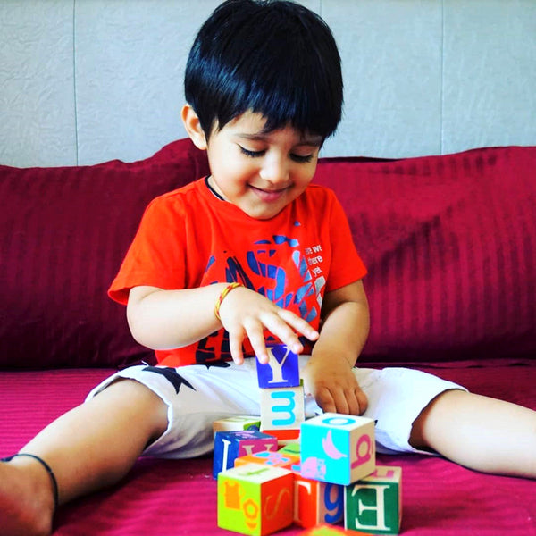 Wooden Alphabet Building Blocks - 13 Large Blocks (2 Years+)