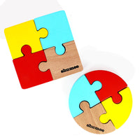 Wooden Puzzle Duo - Square & Circular Puzzles (2+ Years)