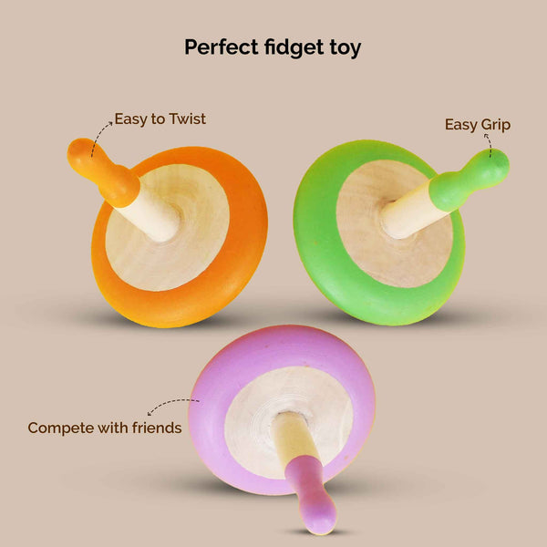 Wooden Spin Tops - Set Of 3 (3+ Years)