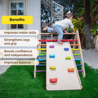 Wooden Rainbow Pikler Triangle With Slide/Climber/Play Gym For Babies (6+ Months)