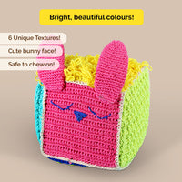 Crochet Sensory Cube with Rattle For Babies (0 Months+)