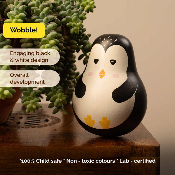 Wooden Wobbly Roly Poly Toy- Penguin ( 1 Years+)