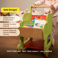 Wooden Shopping Push Cart - Wooden Cart Pretend Play For Kids (2+ Years)