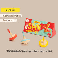 Wooden Spin Tops - Set Of 3 (3 Years+)