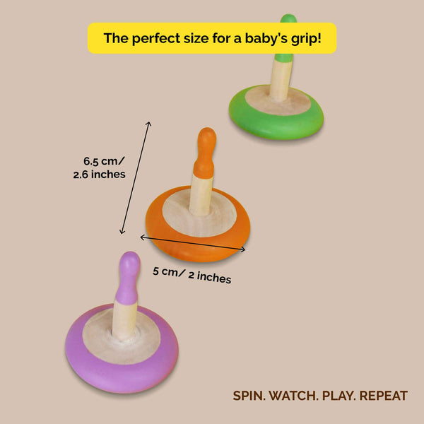 Wooden Spin Tops - Set Of 3 (3+ Years)
