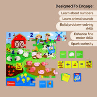 Farm Themed Floor Puzzle & Card Game Set (3+ Years)