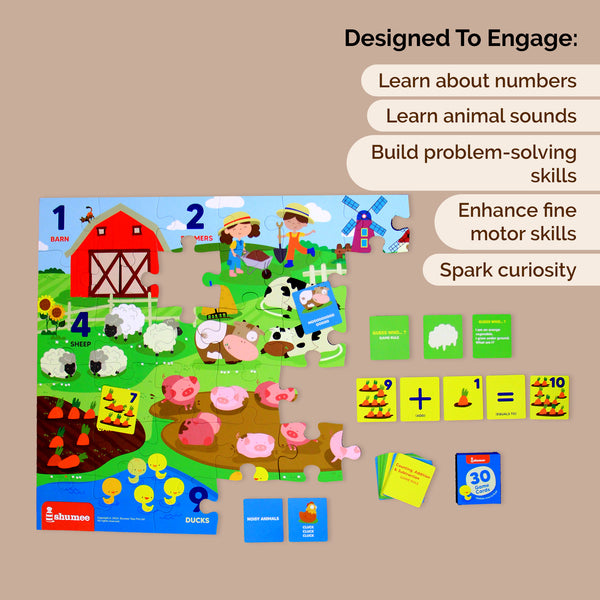 Farm Themed Floor Puzzle & Card Game Set (3+ Years)