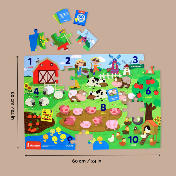 Farm Themed Floor Puzzle & Card Game Set (3+ Years)