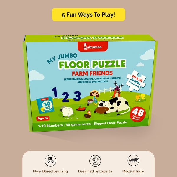 Farm Themed Floor Puzzle & Card Game Set (3+ Years)
