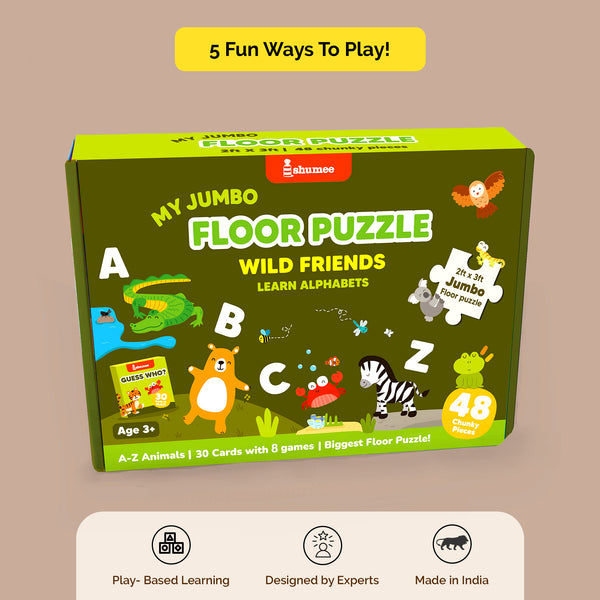 Jungle Themed Floor Puzzle & Card Game Set (3+ Years)