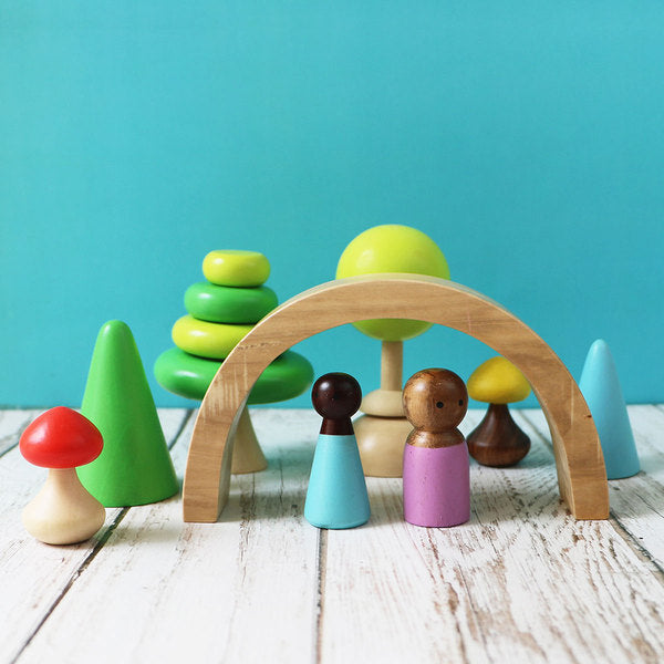 24-Piece Wooden Pretend Play Set with Peg Dolls (3 Years+)