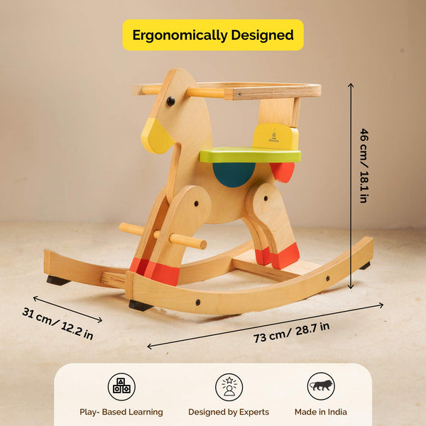 Wooden Rocking Horse Swing Toy For Baby & Toddlers (1 Years+)