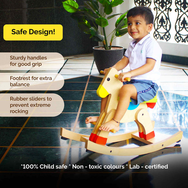 Wooden Rocking Horse Swing Toy For Baby & Toddlers (1 Years+)