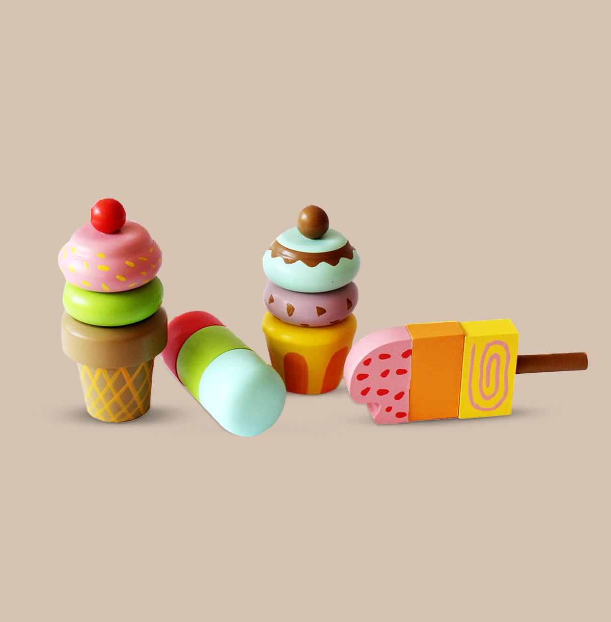 Buy Wooden Ice Cream Magnetic Toy Set Kids Pretend Play Toy Shumee