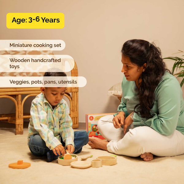 Wooden Kitchen Set - Cooking Set For Lil Chefs (3+ Years)