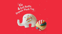 Soft Plush Baby Rattle & Ball - Organic Elephant Rattle for Babies (0 Months+)