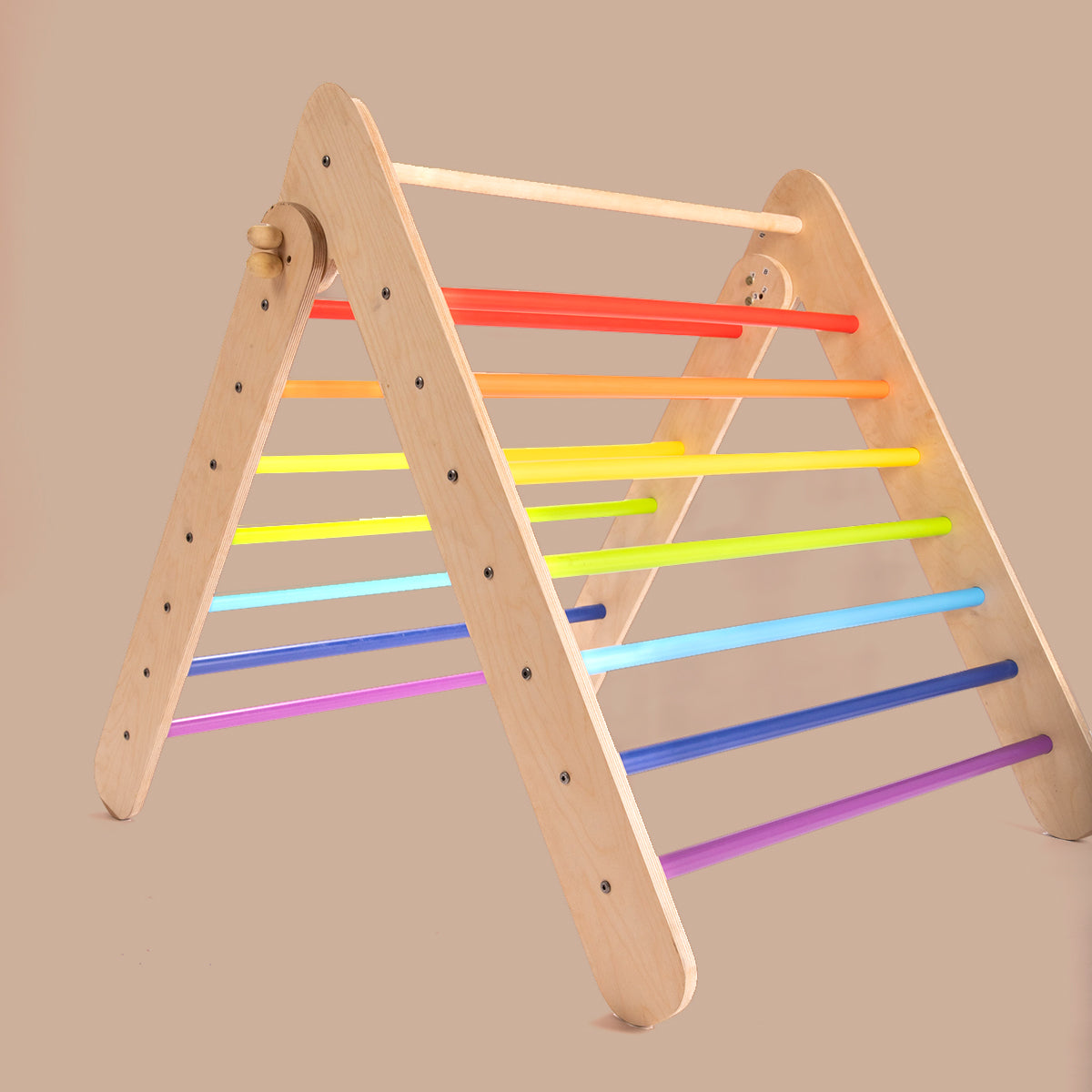 Sturdy Wooden Foldable Rainbow Pikler Triangle For Babies Toddlers (6+ Months) Montessori Toy