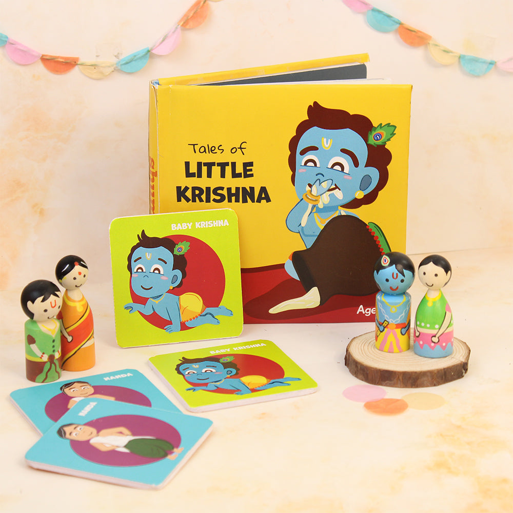 Little Krishna Combo - Peg Dolls, Memory Cards, and Book (4-8 years)