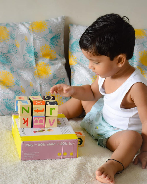 Alphabet Building Wooden Blocks for Babies