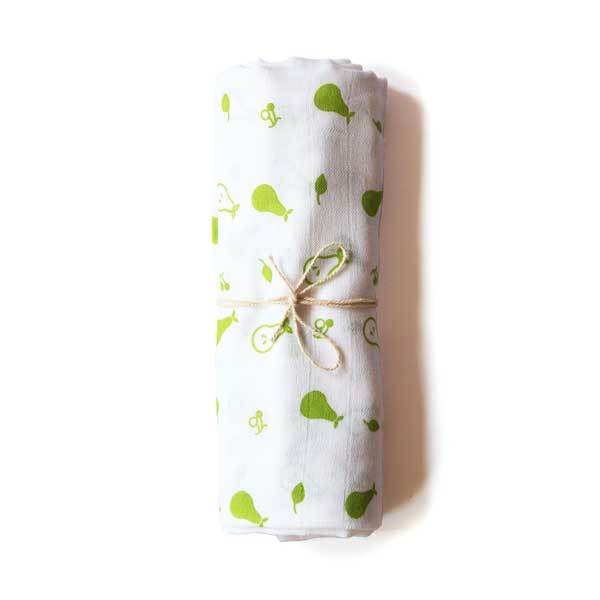 Pear Organic Cotton Baby Muslin Swaddle Wrap Months+