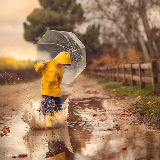 Playing in the rain. Create a splash through free play and learning.