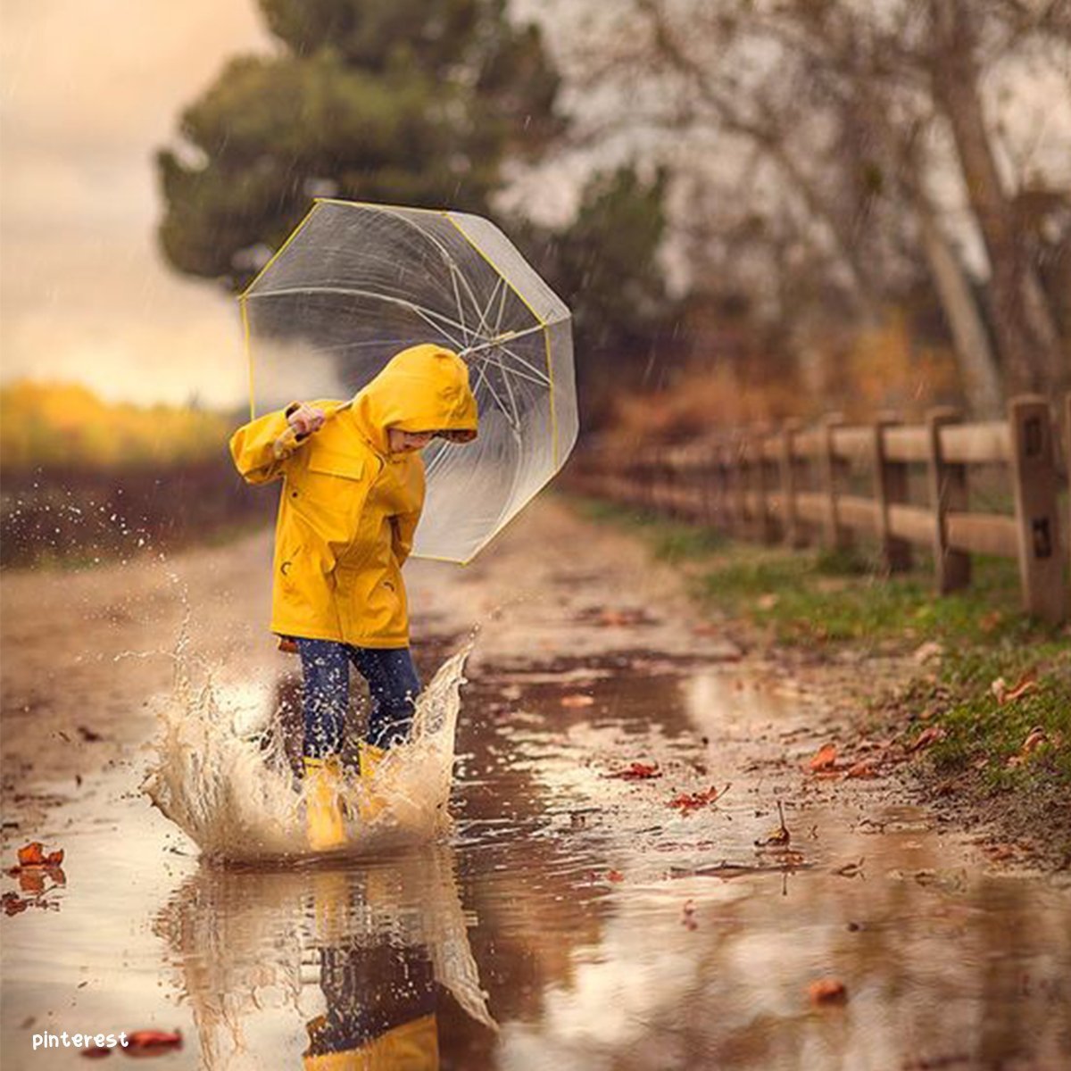 Kids Playing In The Rain