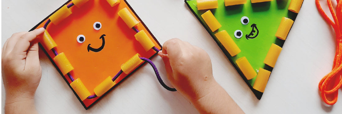 How to make a fun DIY lacing game with materials from your home