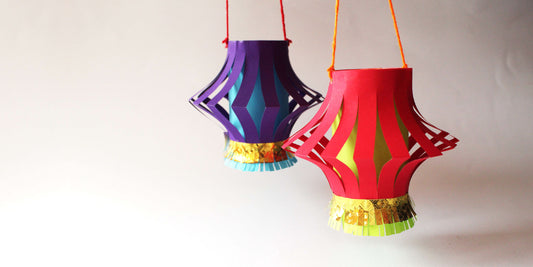 DIY easy, colourful paper lanterns for Diwali | Step by Step tutorial with video