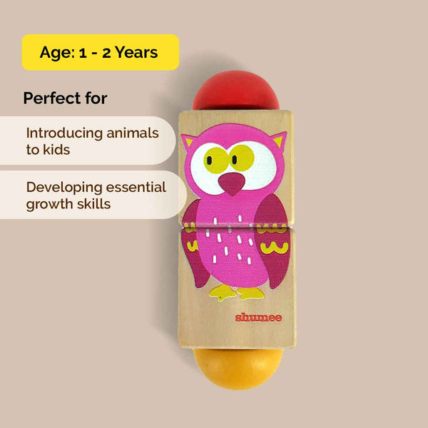 Animal Themed Wooden Rotate & Turn Puzzle (1+ Years)