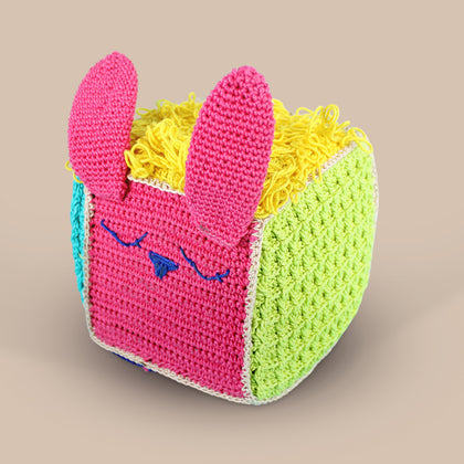 Crochet Sensory Cube with Rattle For Babies (0 Months+)