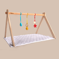 Wooden Baby Play Gym Set With Crochet Plush Toys For (0 Months+)