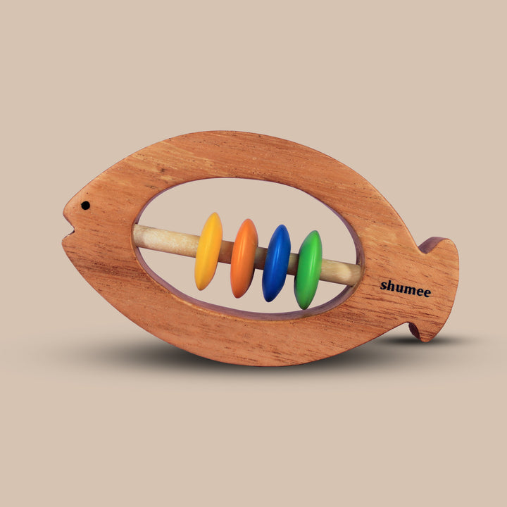 Neem Wooden Fish Shaped Rattles for Babies (0 Months+)