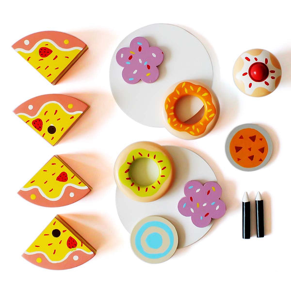 Wooden Pretend Play Dessert Set - Cake, Donuts, Cookies, Cupcake (3 Years+)