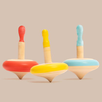 Wooden Spin Tops - Set Of 3 (3 Years+) I Pack of 5
