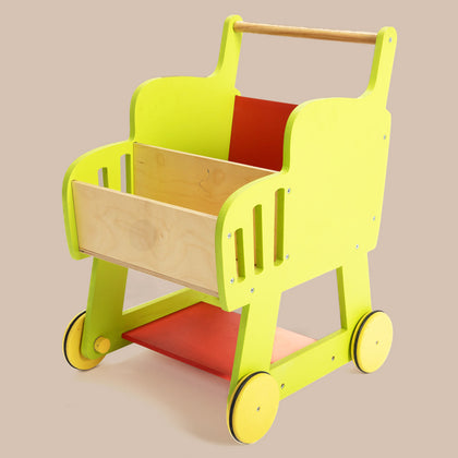 Wooden Shopping Push Cart Pretend Play For Toddlers (2 Years+)