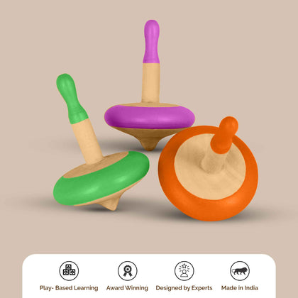 Wooden Spin Tops - Set Of 3 (3+ Years)