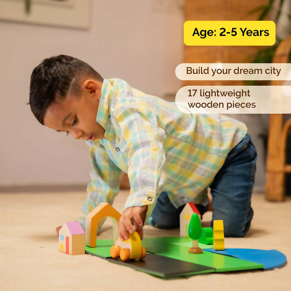 Wooden Build A City Puzzle Pretend Play Toy (2 Years+)