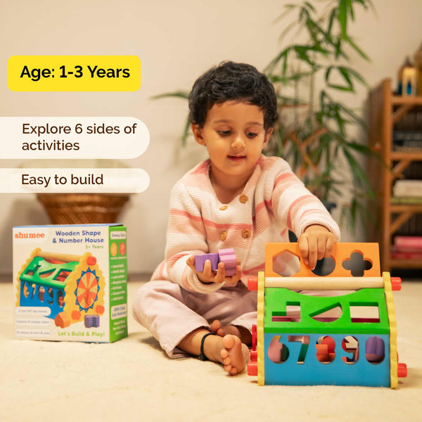 Wooden Shape & Number Sorter House Toy (1+ Years)
