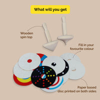 Wooden Spin Tops With 12 Patterned Discs - Pack Of 5 (3+ Years)