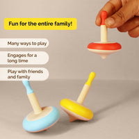 Wooden Spin Tops - Set Of 3 (3 Years+) I Pack of 5
