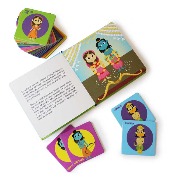 Ramayana Memory Game & Picture Book Set (4+ Years) - Mythology Educational Set for Your Kids & Gifting