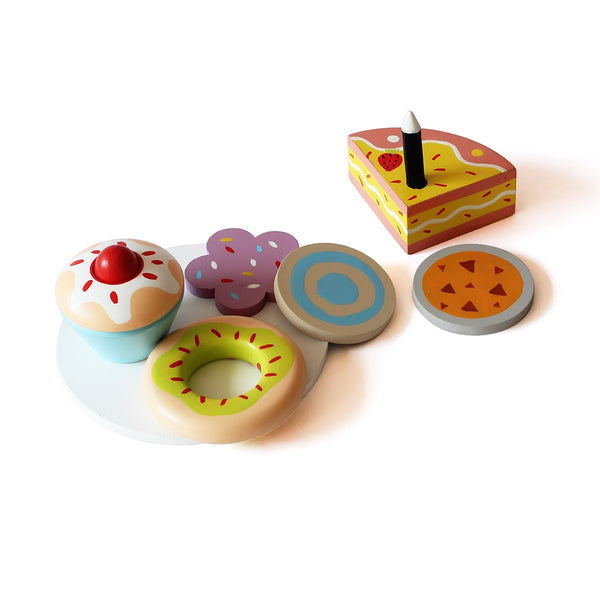 Wooden Pretend Play Dessert Set - Cake, Donuts, Cookies, Cupcake (3 Years+)