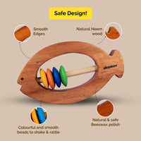 Neem Wooden Fish Shaped Rattles for Babies (0 Months+)
