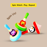 Wooden Animal Spin Tops - Set of 3 (3 Years+)