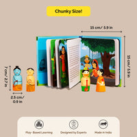 Wooden Ramayana Play Set - Peg Dolls, Picture Book, Memory Cards & Snap Cards (3+ Years)