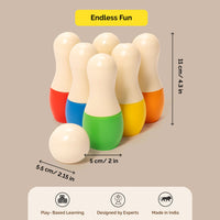 Wooden Mini Bowling Pins Set | 6 Pins & 1 Ball (2+ Years)- Set of 5