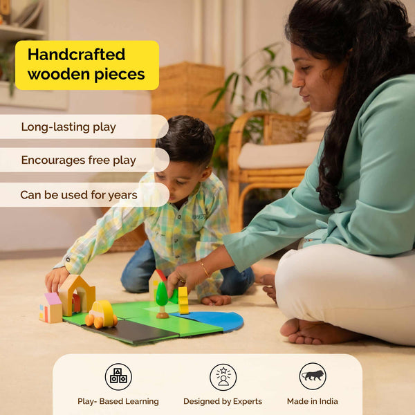 Wooden Build A City Puzzle Pretend Play Toy (2 Years+)