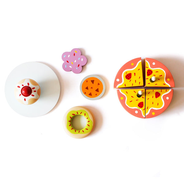 Wooden Pretend Play Dessert Set - Cake, Donuts, Cookies, Cupcake (3 Years+)