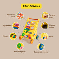 Wooden 8-In-1 Musical Activity Push Walker For Babies (9 Months+)